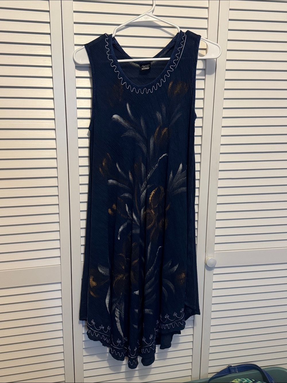 Navy Hand-Painted Floral Swing Tank Dress